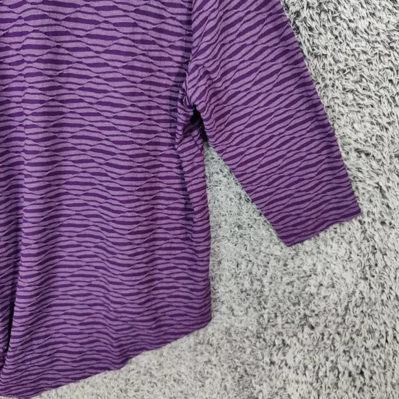 Chicos Womens 3 XL Purple Abstract Striped 3/4 Sleeve Shirt Top Resort Vacation - Picture 14 of 16